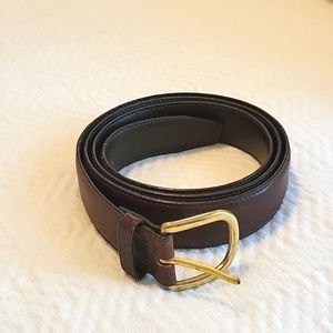 Lands End  Brown Leather Belt w/ Solid Brass Buckle